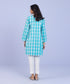 Women's Pret Yarn Dyed Embroidered Blue A-Line Shirt